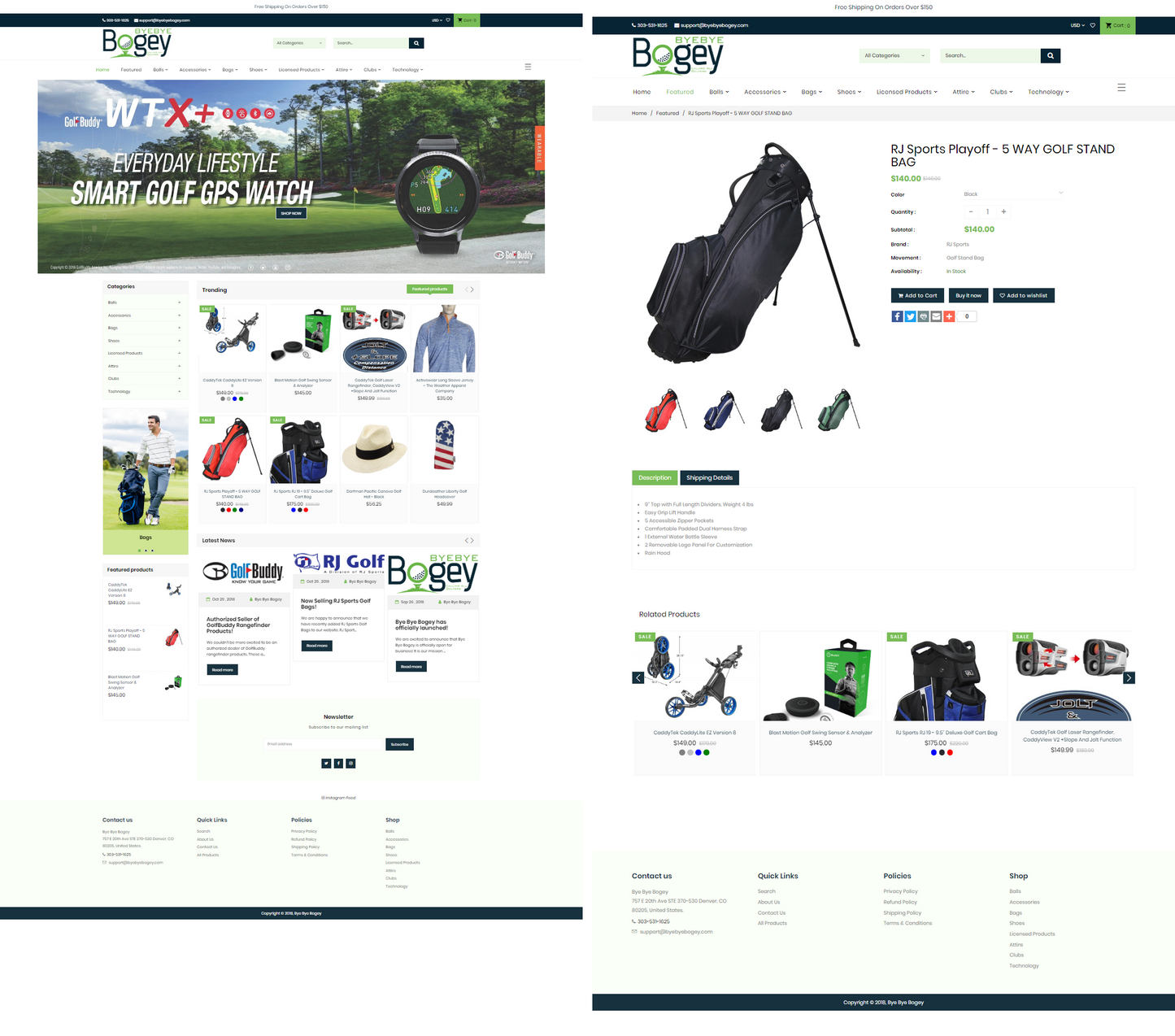 Shopify Golf store design and setup - 2018