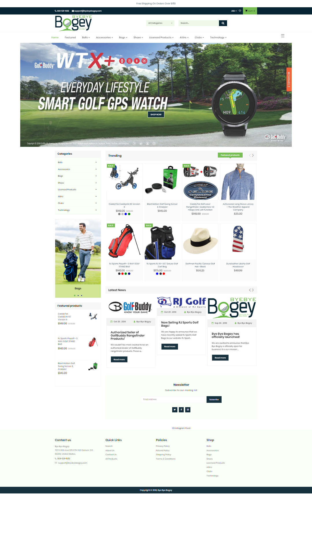 Shopify Golf store design and setup - 2018